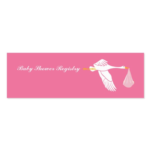 Stork Baby Shower Small Registry Card - Pink Business Card Templates (back side)