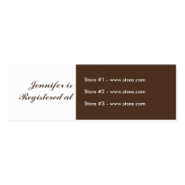 Stork Baby Shower Small Registry - Green/Brown business cards