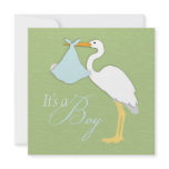 Stork Boy Baby Shower Invitation Square
