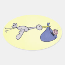 stork carring baby stickers