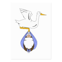 Stork Carrying Baby Blue business cards