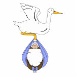 Stork Carrying Baby Blue Photo Sculptures