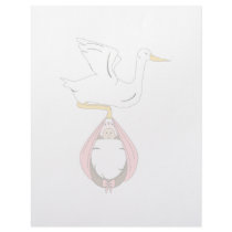Stork Carrying Baby Pink letterhead