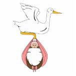 Stork Carrying Baby Pink Photo Cutout