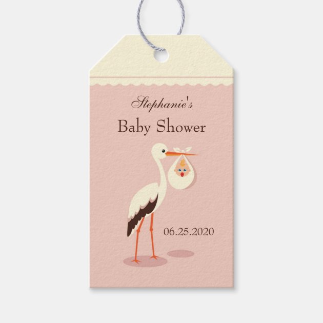 Stork carrying cute baby Baby Shower Gift Tag Pack Of Gift Tags-0