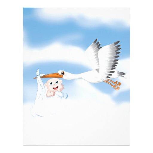 Stork carrying new born baby letterhead template Zazzle