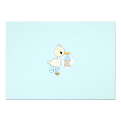 Stork Delivery baby shower invitation BOY BLUE 2A