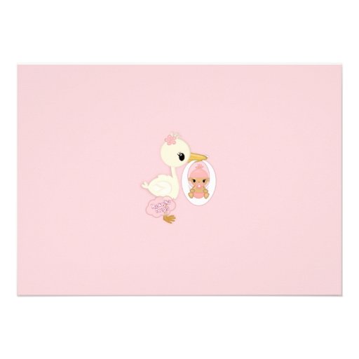 Stork Delivery baby shower invitation GIRL PINK 1B