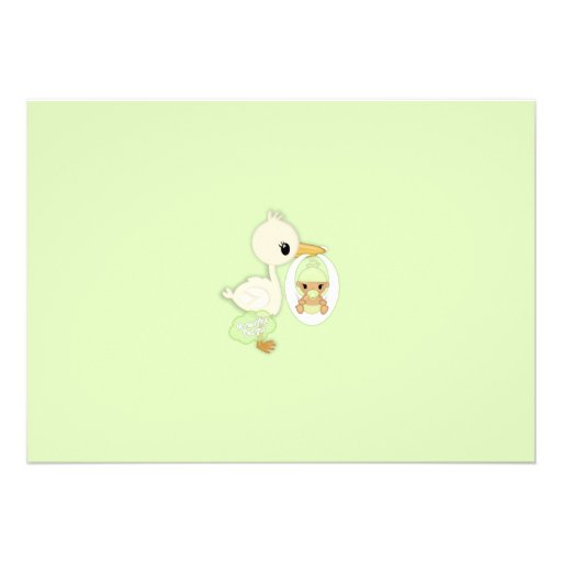 Stork Delivery baby shower invitation GREEN 3B