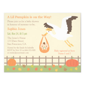 Stork Delivery Lil Pumpkin Baby Shower Invitations