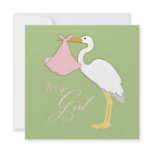 Stork Girl Baby Shower Invitation Square