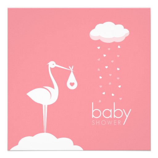 Stork Girl Delivery Baby Shower invitation