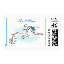 Stork, It's A Boy! postage