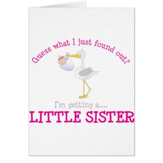 Stork Little Sister T-shirt card