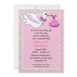 Stork Pink Baby Bundle Shower Invitation
