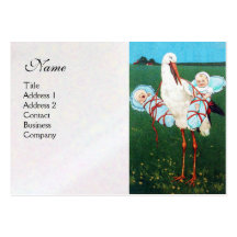STORK TWIN BABY BOY SHOWER , white pearl paper Business Card