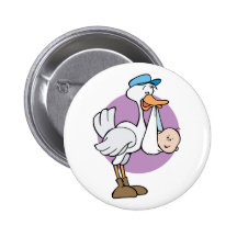 Stork With Baby Pinback Buttons