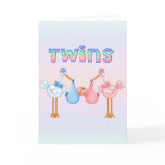Stork with Twins Greeting Card
