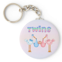Stork with Twins Keychains