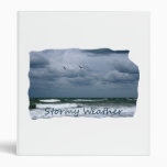 Stormy Beach with Seagulls Image Text 3 Ring Binder
