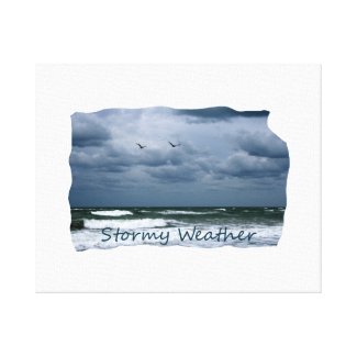 Stormy Beach with Seagulls Image Text wrappedcanvas