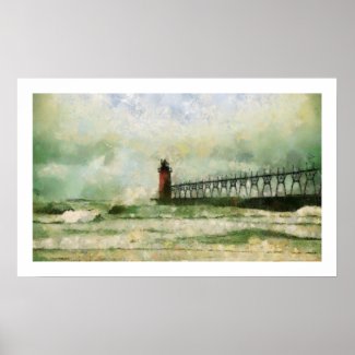 Stormy Lighthouse Poster Print print