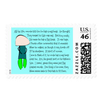Story Folks "He Had a Big Head" Story Art Postage Stamps