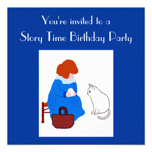 Story Time Kid's Birthday Party 5.25x5.25 Square Paper Invitation Card