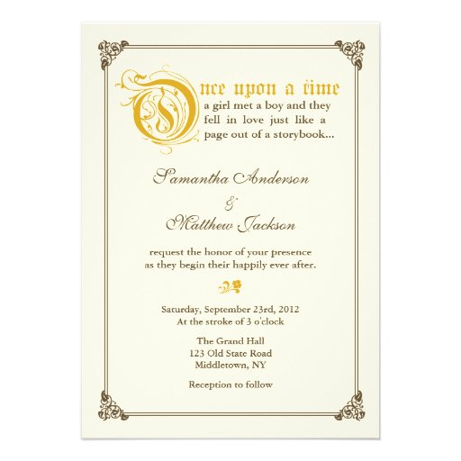 Storybook Fairytale Wedding Invitation - Gold