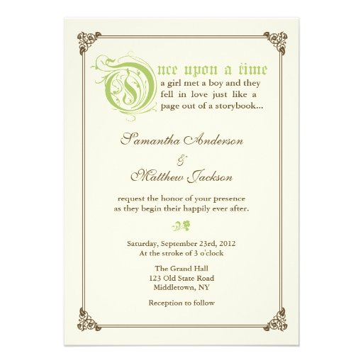 Storybook Fairytale Wedding Invitation - Green