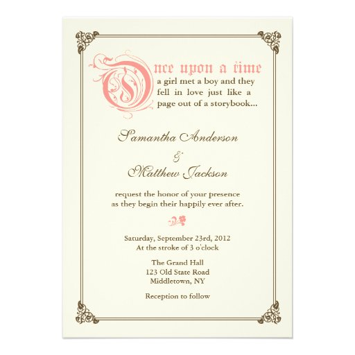 Storybook Fairytale Wedding Invitation - Pink