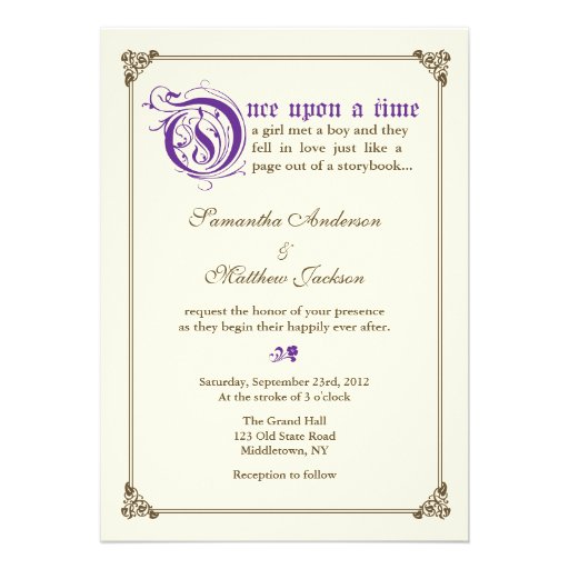 Storybook Fairytale Wedding Invitation - Purple