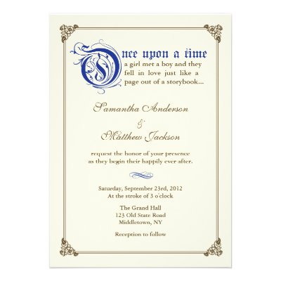 Storybook Fairytale Wedding Invitation -Royal Blue