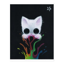 cat, kitten, paint, rainbow, cuddly, sugar, fueled, sugarfueled, coallus, michael, banks, sweets, candy, pop, surrealism, popsurrealism, lowbrow, cupcake, ice, cream, sprinkles, animals, bubbles, dark, creepy, cute, big, eye, eyes, candyart, candyland, animal, ilovecats, cats, kittens, cherry, white, sweet, love, heart, Postcard with custom graphic design