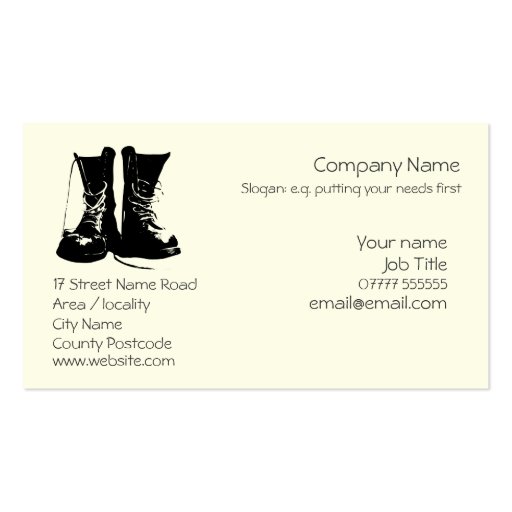 Stout Work Boots Generic logo Business Card Template (front side)