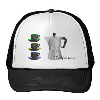 Stove Top Espresso Make And Cups Pattern Trucker Hat