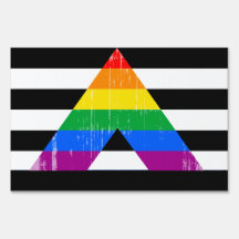 Straight Ally Pride distressed Lawn Signs