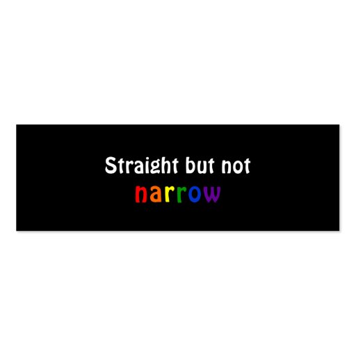 Straight but not narrow (bookmark, dark) business card (front side)