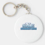 Straight edge blue logo keychain