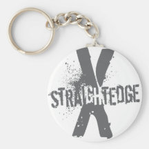 Straight Edge X dark grey Keychain