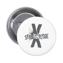 Straight Edge X dark grey Pinback Button