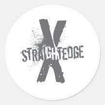 Straight Edge X dark grey Round Sticker