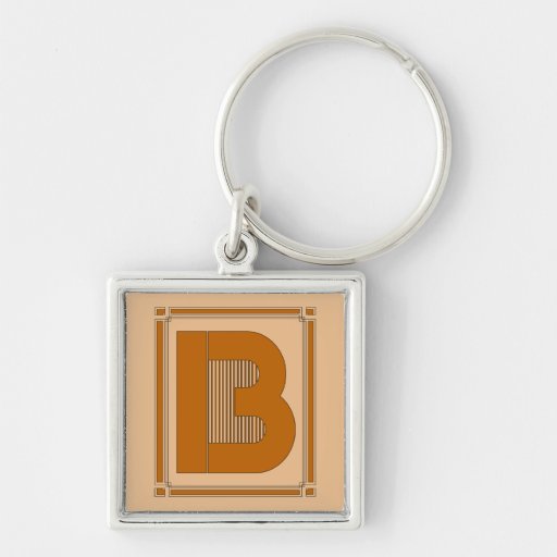 Straight lines art deco with monogram, letter B Key Chains