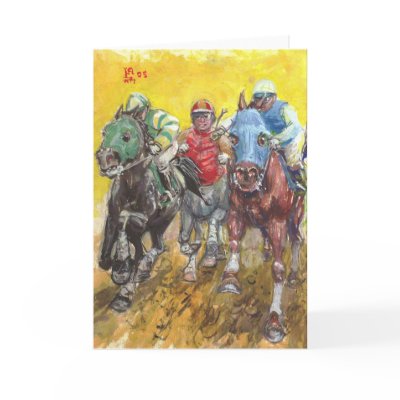 STRAIGHTAWAY! greeting card by Cubist