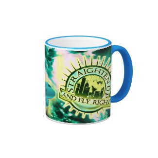 Straighten Up and Fly Right Turquoise Handled Mug