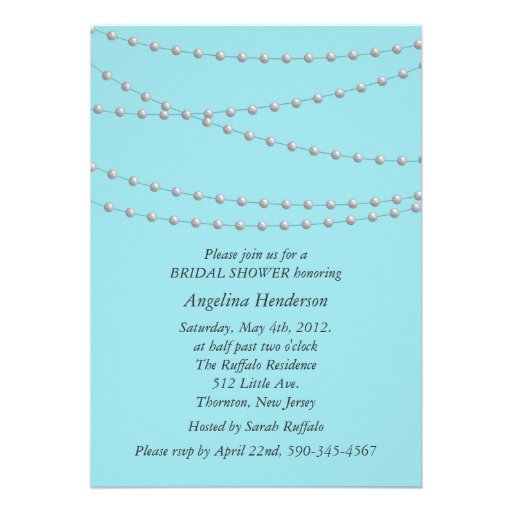 Strands of Pearls on Turquoise Bridal Shower Card