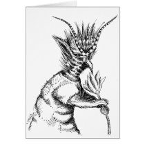 Strange Creature with Flower Greeting Card