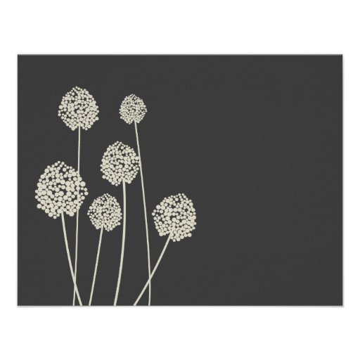 Strange Flowers Tan/Gray Personal Stationery/Notec Invitations