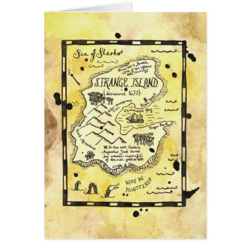 Strange Island Pirate Treasure Map Card