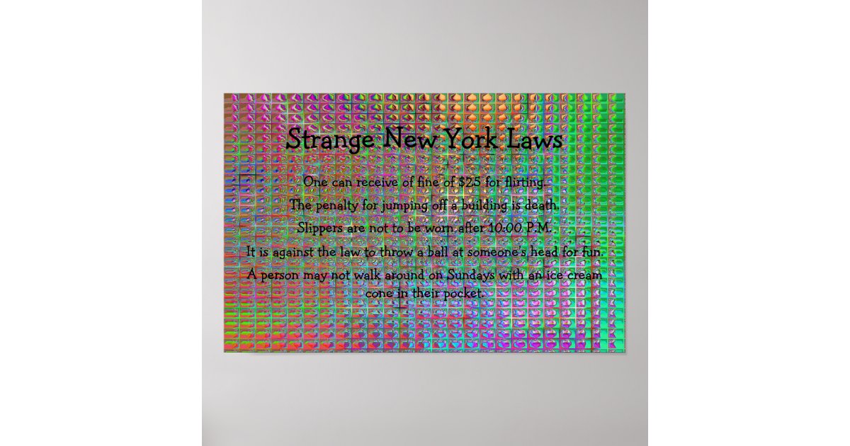 strange new york laws poster Zazzle